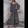 thumbnail image 3 of Vestido Holgado Informal con Escote en V, Corte A, Larga y Abertura Alta para Mujer. Puntos de Dientes de M, 3 of 5