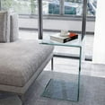 thumbnail image 2 of Glass End Table C Shaped Side Table Clear Tempered Glass Snack Table Modern Nightstand Bedside Table for Living Room, Bedroom, Office, Bathroom, 2 of 6