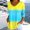 Yellow women gradient v neck blouses a1, variant on thefmos Women's 3/4 Sleeve Gradient Pullover Tops Summer V Neck Flowy Casual Blouses Loose Fit Cute Trendy Tshirt Basic Work Clothes, Light Blue S