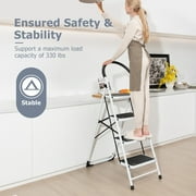 Costway 4 Step Ladder Folding Stool Heavy Duty 330Lbs Capacity Industrial Lightweight