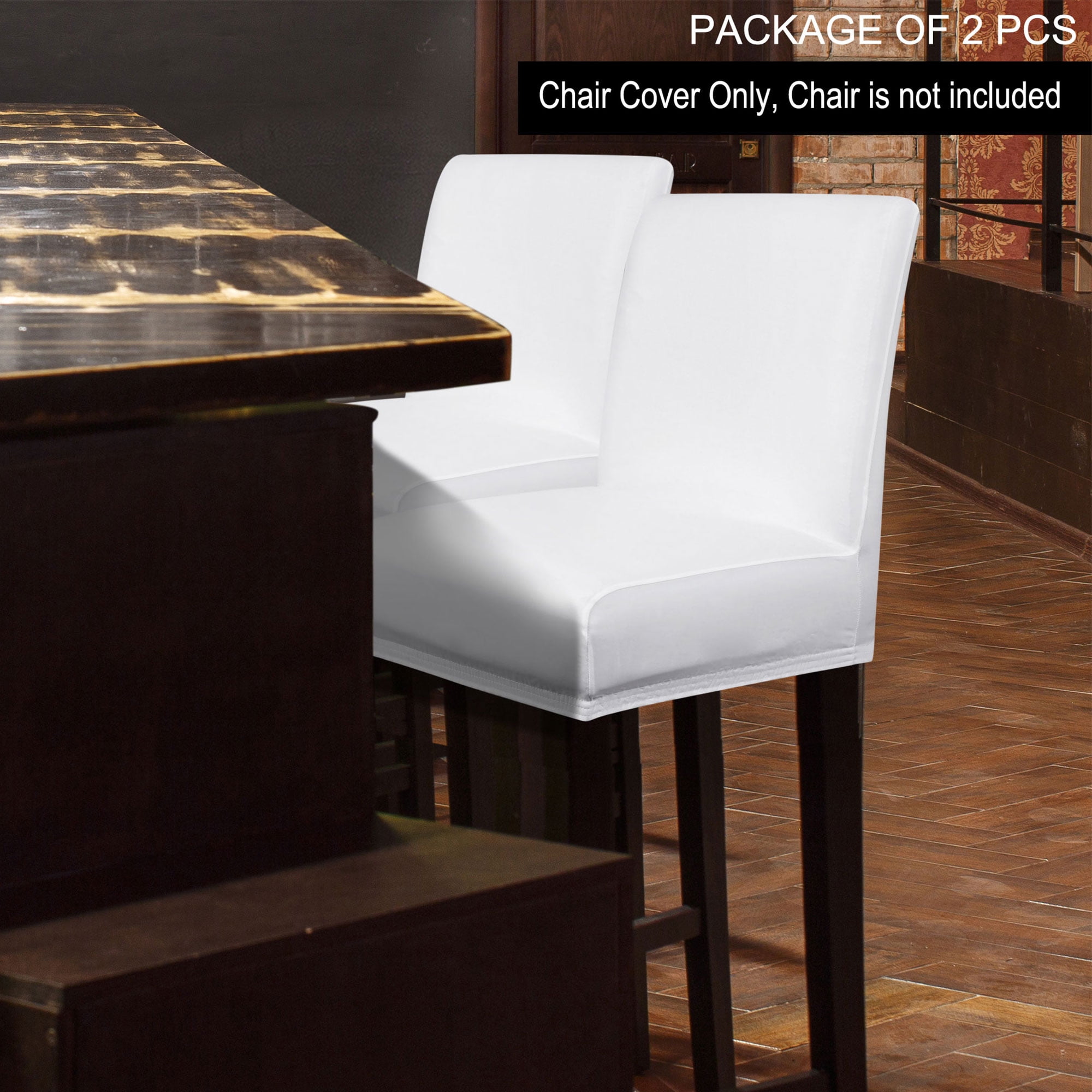Unique Bargains Waterproof Bar Stool Covers for Short Back Chair Slipcovers White 2 Pcs