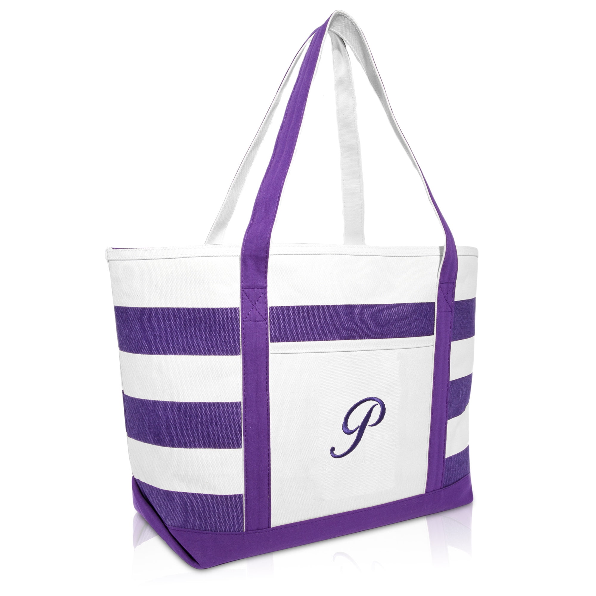 DALIX Monogrammed Beach Bag and Totes for Women Personalized Gifts Purple P - 0 ...