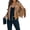 Brown, variant on Women's White Suede Fringe Jacket Long Sleeve Slim Faux Leather Boyfriend Cropped Top with Tassles