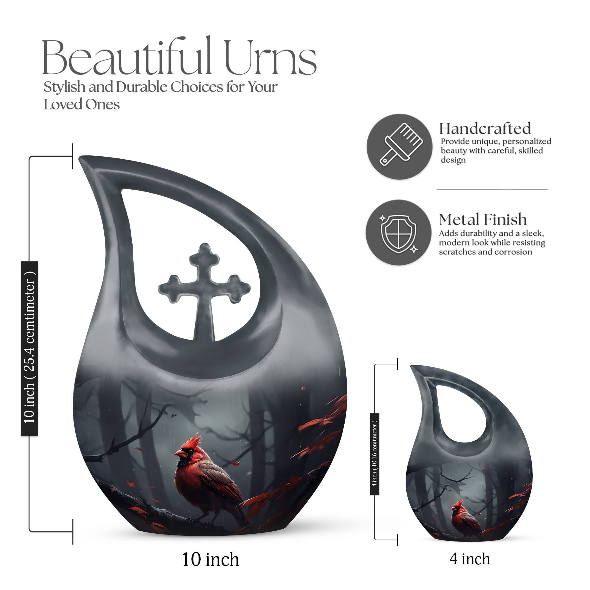 MUKTIVE Cardinal Bird Large Cremation urns for Human Ashes Adult Male - Burial Decorative urn for Human Ashes Adult Women - Memorial Decorative Ashes 10 inch