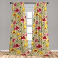 thumbnail image 4 of Ambesonne Spring Curtains, Flowers Butterfly Vintage, Pair of 28"x84", Pale Orange Grey Teal, 4 of 5