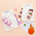 thumbnail image 4 of LYMAYTER Kids Toddler Girls Sweatshirt Striped Color Contrast Sweatsuit Teen Spring Fall Round Neck Long Sleeve Pullover Drop Shoulder Casual Sweatsuit for 4-12Y, 4 of 7