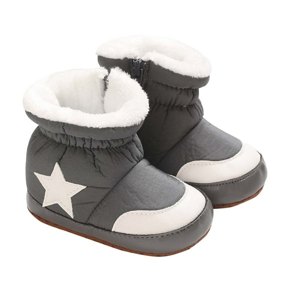BOBOGOJP Infant Baby Slippers Booties Winter Warm Baby Socks Shoes Newborn Crib Shoes Baby Footwear First Walkers Prewalkers Gray for Size 13