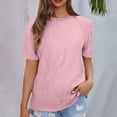 thumbnail image 2 of Liquidation! Uooqdmx Chemises à Manches Courtes pour Femmes, Hauts Crochet pour Femmes, T-Shirt Uni pour Femmes, Chemises Légères Col Rond Tunique Tricotée T-Shirt Basique, T-Shirts Basiques pour Femmes, Rouge TG, 2 of 5