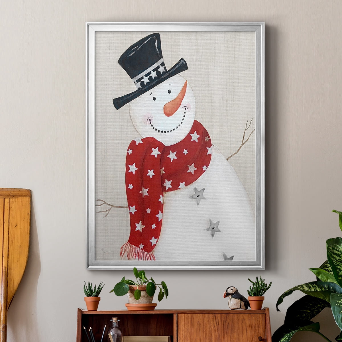Festive Snowman I Premium Classic Framed Print - Ready to Hang