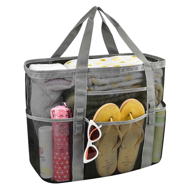 Bolsa de playa grande, bolsas de piscina, bolsa de playa de malla para juguetes, toallas, chanclas, bolsa de playa, 42*38*20cm