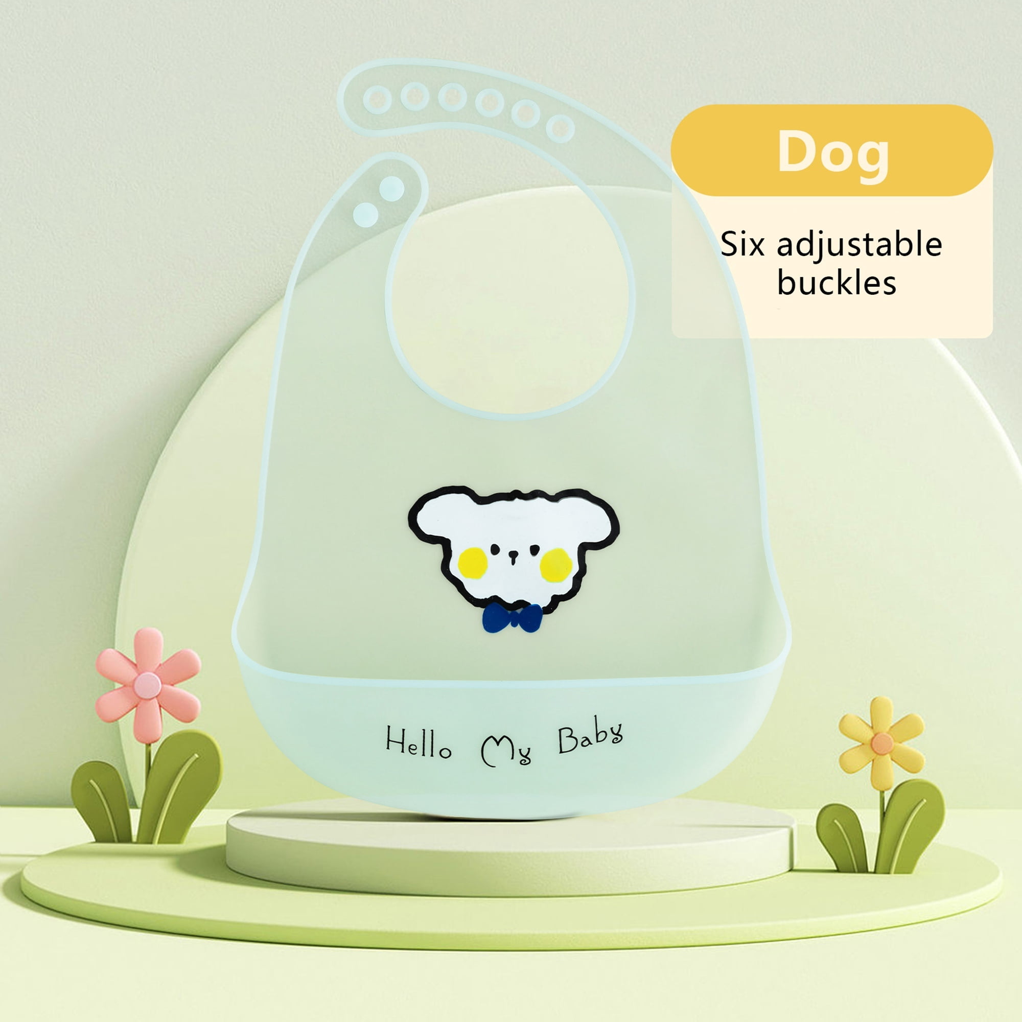 GOLDCOLIN Set of 3 Silicone Bibs for Babies & Toddlers,Soft Adjustable Bibs with Pocket Food Catcher for Baby Girl,Boy
