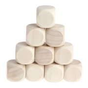 BESTSKY 2026 New 10 Pcs Blank Wooden Dice Unfinished Square Blocks 6 Sided Wood Cubes for Board Games,Diy Crafts,Teaching,Party Games