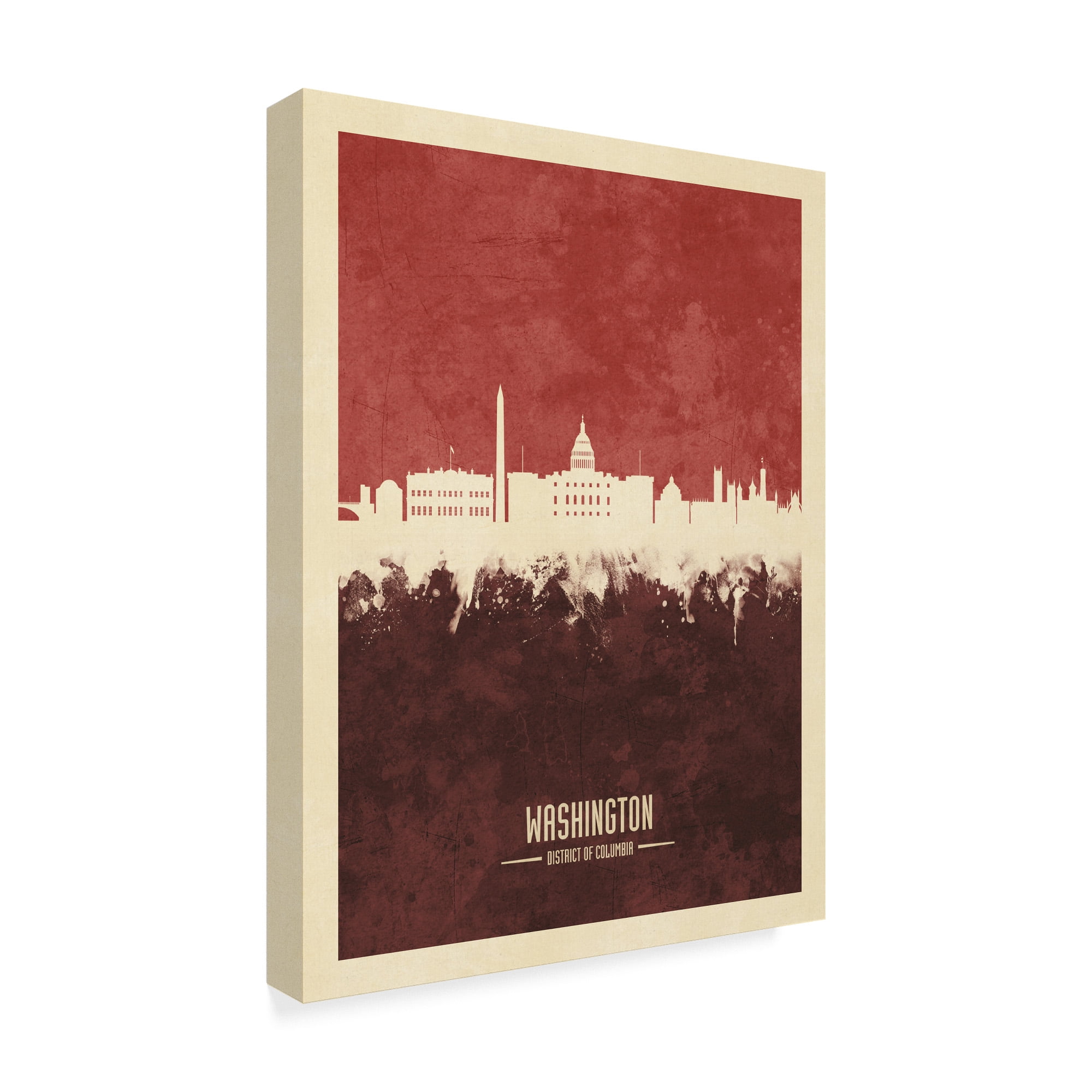 Trademark Fine Art 'Washington DC Skyline Red II' Canvas Art by Michael Tompsett