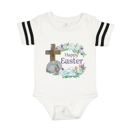 

Inktastic Happy Easter with Cross and Flowers Gift Baby Boy or Baby Girl Bodysuit
