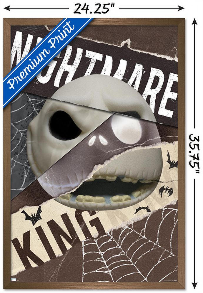 Disney Tim Burton's The Nightmare Before Christmas - Distorted Jack Wall Poster, 22.375" x 34" Framed
