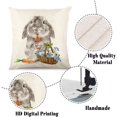 thumbnail image 2 of Easter Decorative Throw Pillow Covers,18x18 Set of 4, Spring Happy Easter Bunny Rabbit Egg Home Decor, He is Risen Green Outdoor Couch Cushion Case, 2 of 4