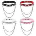 thumbnail image 5 of Punk Goth Metal Spike Studded Link Leather Collar Choker Necklace-9white, 5 of 5