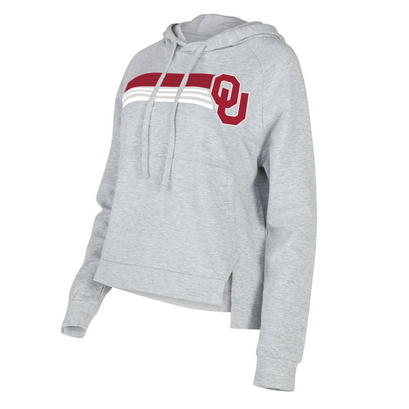 Women's Concepts Sport Gray Oklahoma Sooners Cedar-Tri-Blend Raglan Pullover Hoodie