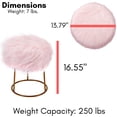 thumbnail image 4 of BirdRock Home Round Pink Faux Fur Foot Stool Storage Ottoman with Pale Gold Legs, 4 of 6