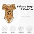 thumbnail image 6 of Rateoe Brown Mushrooms Printed Women Rash Guard Short Sleeve,Tummy control Swimsuit Surfing Swimsuit Bathing Suit Short-sleeved Onesie UPF 50+, 6 of 6