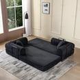 thumbnail image 5 of Miniyam 2 in 1 Black Sleeper Sofa Floor Couch with 2 Cylindrical Pillow Cloud Corduroy Foldable Mattress Couch with Fixed-Shape Frame 3 Seat, 78 W x 35.4 L x 26.7 H, 5 of 8