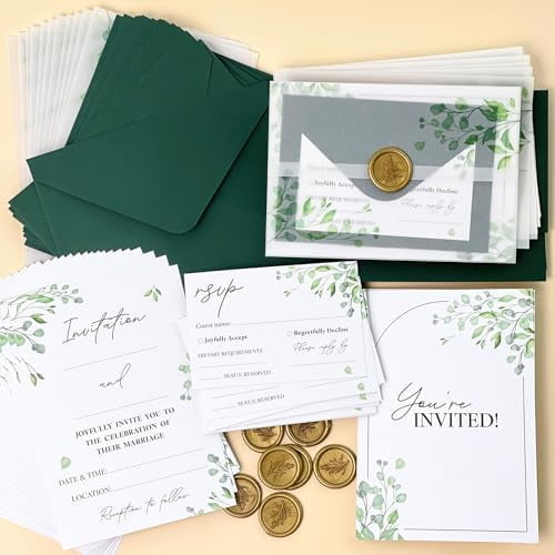 Wedding Invitations With Envelopes And Rsvp Cards - 30 Pcs Boho Marriage Invitation Cards, Wedding Invitation Kit, Invites Cards For Reception