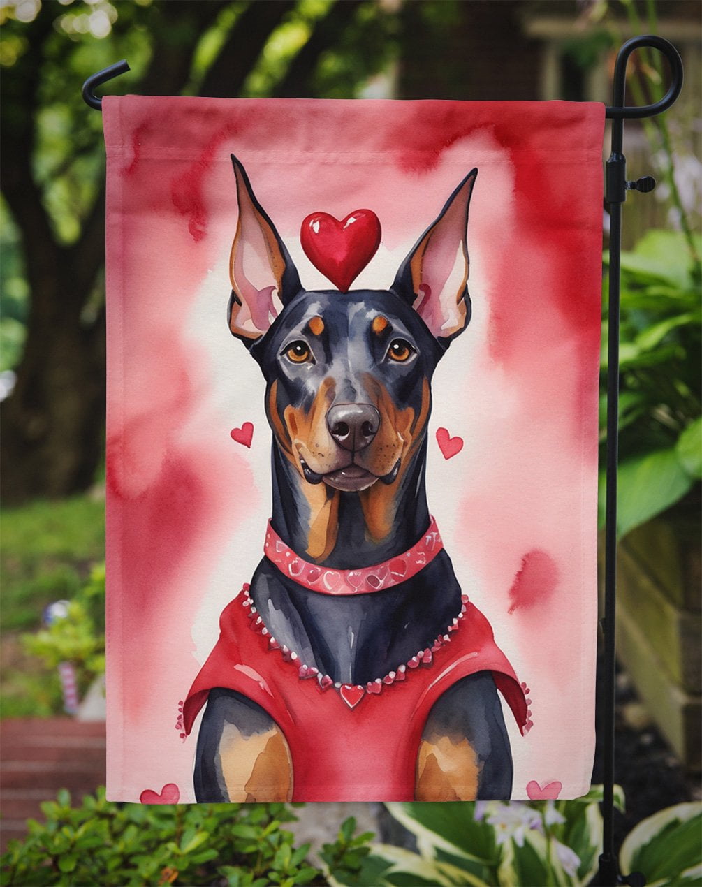 Doberman Pinscher My Valentine Garden Flag 11.25 in x 15.5 in
