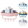 thumbnail image 2 of SPRING PARK Shower Corner Shelf with 4 Hooks, Wall Mounted Shower Organizer for Bathroom and Kitchen Storage Organizers, 2 of 7