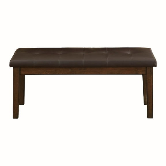 Lexicon Wieland 46" Transitional Faux Leather Dining Room Bench in Brown