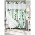 thumbnail image 2 of No Hook Shower Curtain with Snap-in Liner, Green Weeping Eucalyptus Waterproof Fabric Bathroom Curtains, Spring Summer Country Leaves Bath Curtains & Mesh Top Window 72"x78" Long, 2 of 9