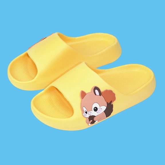 ITSAME Girls Slippers, Thickened Quick-Dry Non-Slip Summer Bathroom Shower Open Toe Slippers Yellow 13-13.5(Big Kids)