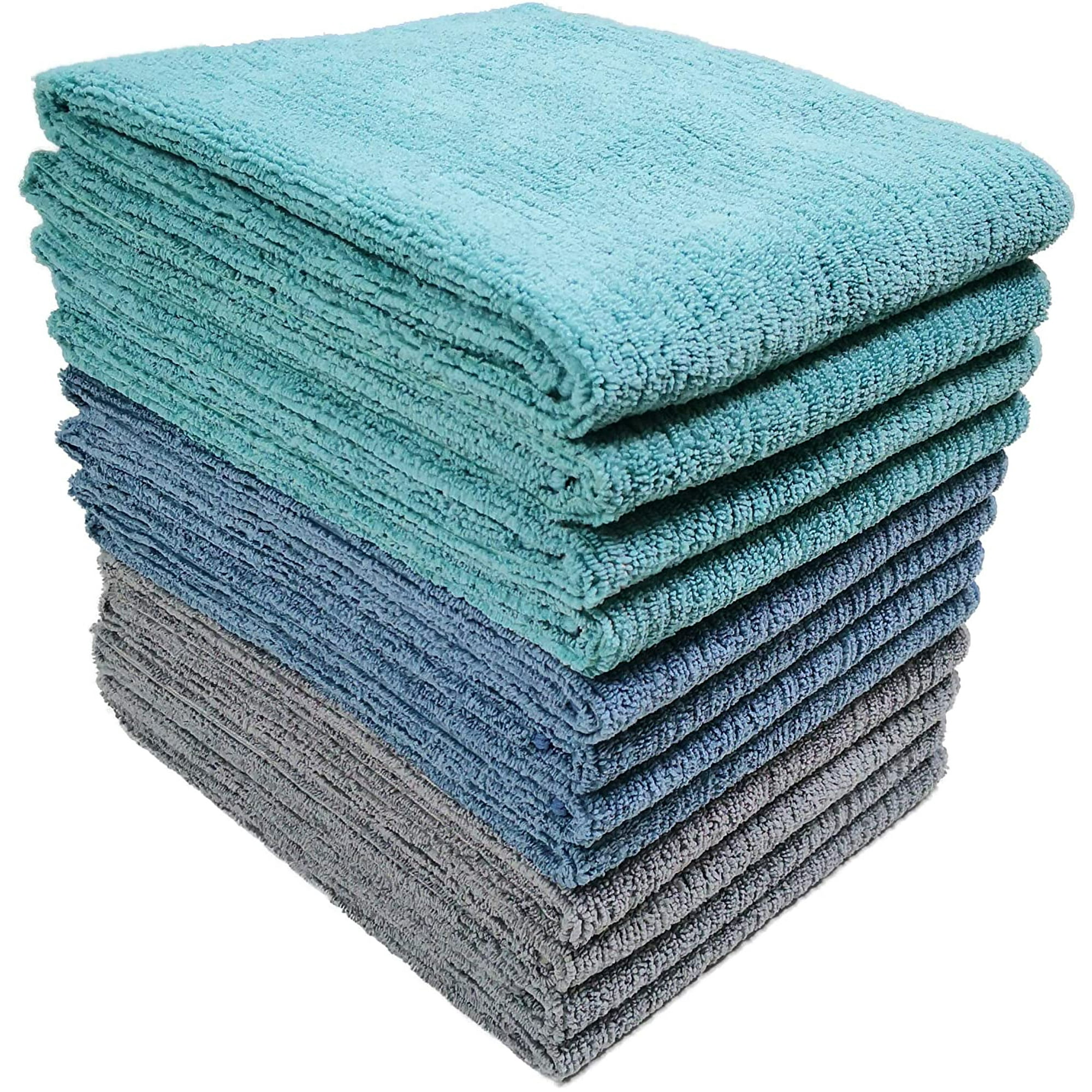 Polyte Premium Microfiber All Purpose Ribbed Terry Kitchen Towel 16x28 In Blue Gray Teal 12 Pack Walmart Canada