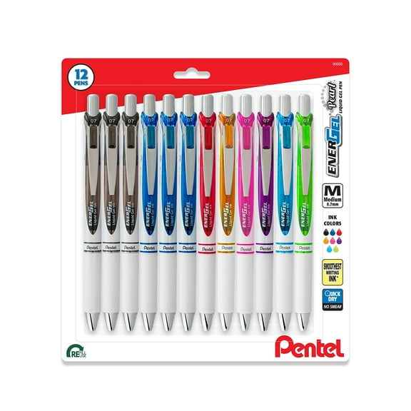 EnerGel Retractable Gel Pen Medium Point Assorted Ink Dozen (BL77PWBP12M)