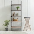 thumbnail image 6 of happimess Madera 72.05" Classic Industrial 5-Shelf Wood Wall-Mounted Open Ladder Bookcase with Metal Frame, Brown/Black, 6 of 9
