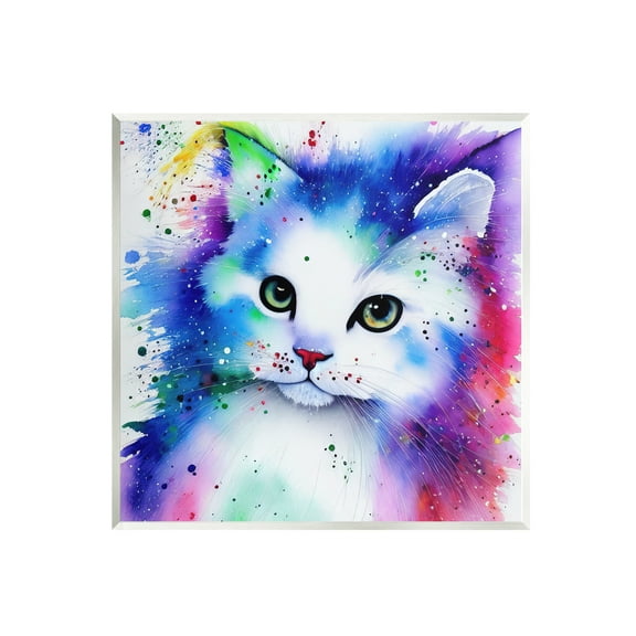 Stupell Bold Kitten Paint Splatter Animal Animals & Insects Painting Wall Plaque Unframed Art Print Wall Art
