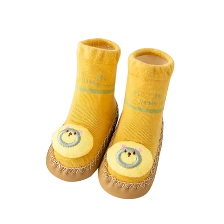 

Larisalt Shoes For Girls Baby Shoes Soft Sole Leather Crawling Moccasins Cartoon Star Toddler First Walker Slippers Yellow