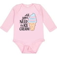 thumbnail image 3 of Inktastic All You Need is Ice Cream with Ice Cream Cone Boys or Girls Long Sleeve Baby Bodysuit, 3 of 5