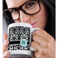 thumbnail image 2 of 3dRose, Letter N personal monogrammed mint blue black and white damask pattern - classy personalized initial, 11oz Magic Transforming Mug, 2 of 8