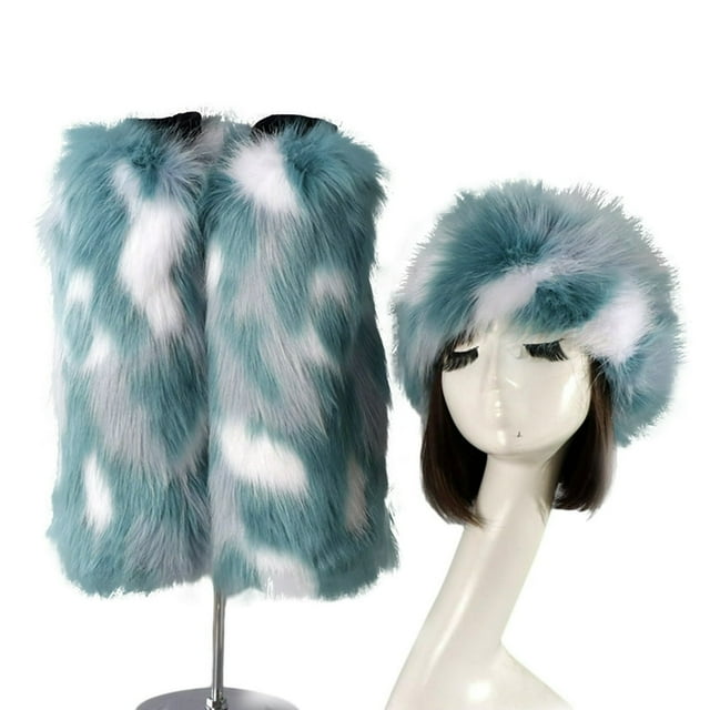 Ensemble Chapeau Chaussette Protection contre le Froid Extensible Doux Non-Rétrécissant Résistant aux Déchirures Garde au Chaud Fibres Acryliques Fausse Fourrure Haut Vide Kit de Chaussettes pour l'Hiver