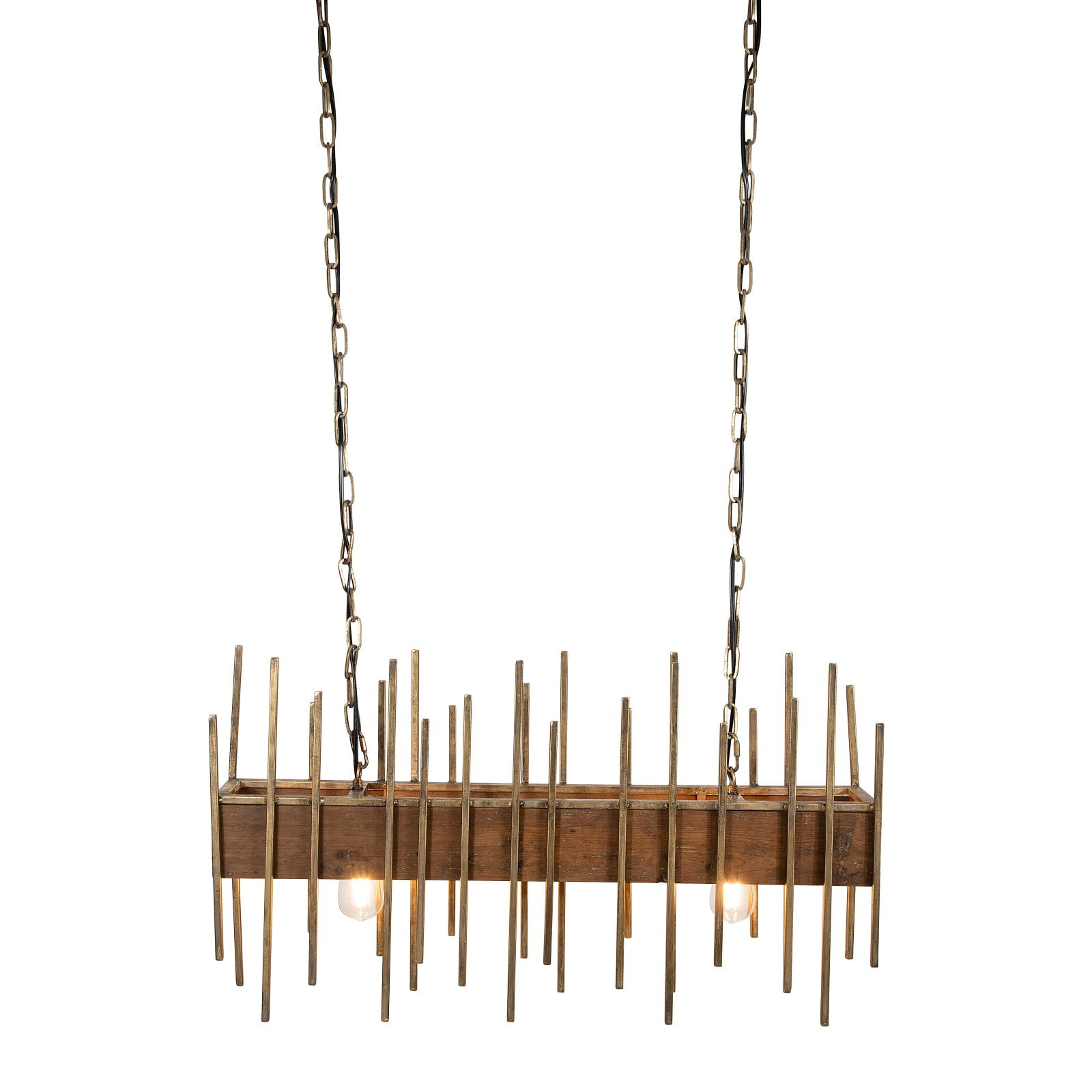 Woven Paths Rustic Wood Ceiling Light with Metal Rod Accents