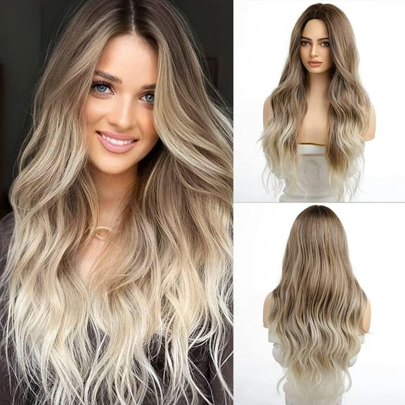 Long Wave Wigs for Women Girls Natural Wave Middle Part Hair Heat Resistant Fibre Synthetic Wigs Women's Wig Daily Use Natural looking A20
