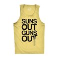 thumbnail image 1 of Mens Suns Out Guns Out Tank Funny Workout Tanks Hilarious Gym Shirt (Yellow) - S, 1 of 4