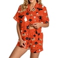 thumbnail image 2 of Halloween Pajamas Women Casual Print Short Sleeve Shirt Shorts Summer Fall Stylish Loose 2 Piece Womens Pajama Sets Orange XL, 2 of 4