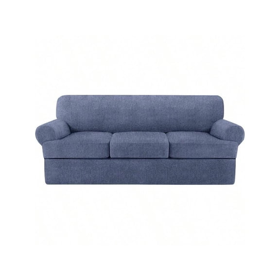 T Cushion Sofa Cover 4 Pieces Sofa Covers For T Cushion Couch Soft Sofa Covers Furniture Protector With 3 Individual T Shape Seat Covers Blue Gray 3 Cushions
