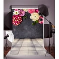 thumbnail image 2 of BSDHOME 5x7ft Photography Backdrop Black Weathered Wall Colorful Flower Square Brick Floor Backdrops, 2 of 4