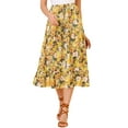 thumbnail image 5 of INSPIRE CHIC Women's Floral Sunflower Midi Tiered Chiffon Swing A-Line Skirt, 5 of 6
