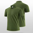 thumbnail image 4 of QATAINLAV Big and Tall Polos Shirts for Men Casual Short Sleeve Golf Shirts Summer Workout Quick Dry Zipper Tennis Tops Fishing Moisture Wicking Tees Army Green XXXL Sales Today, 4 of 5