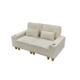 thumbnail image 6 of Aukfa 3 Piece Sofa Set - 71" Deep Seat Couch Loveseat Couch w/ Cup Holders&Pillows, Solid Wood Legs, Beige, 6 of 9