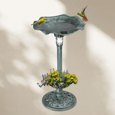 Ktaxon 28' Polyresin Lightweight Vintage Birdbath Stake Standing Bowl and Water Feeder Yard Gardan Decoration,Green