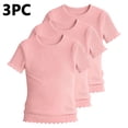 thumbnail image 4 of KyCheLot 3 Pack Ribbed Knit Tops for Girls Crew Neck Solid Color Short Sleeve T-Shirts Trendy Ruffle Trim T-Shirts, 4 of 7